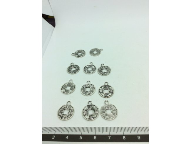 12 charms Chinese coin 17,5x14mm - 1