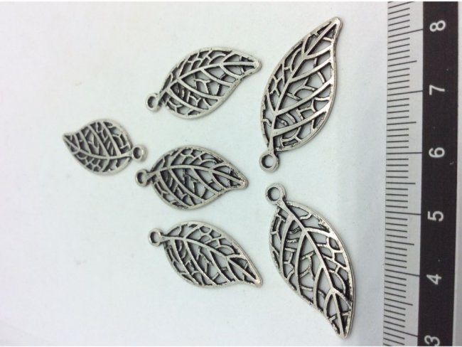 6 charms leaves 31x14mm - 1